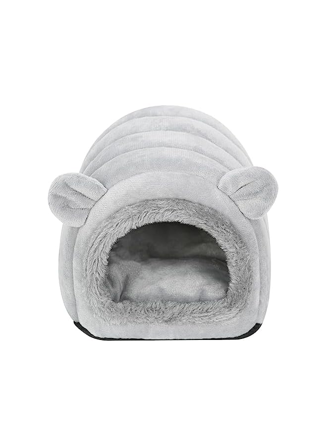 Hedgehog Bed Cave Nest Hideout, Hamster Guinea Pigs Small Animals Cage Supplies Warm House-Gray - Image 3